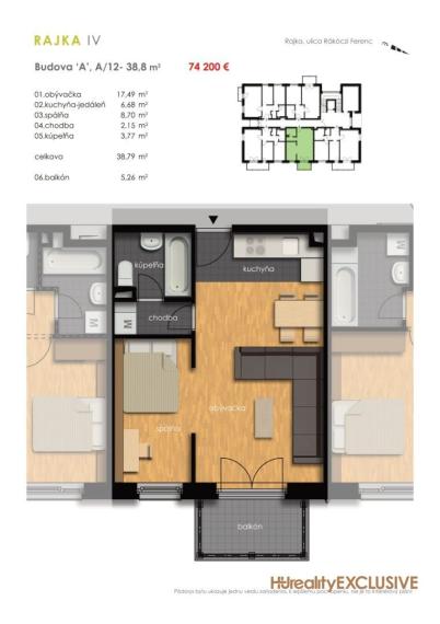 Predaj 1,5i byt s balkónom - Rajkapark IV Budova A