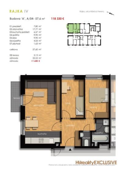 Predaj 3i byt so záhradkou - Rajkapark IV Budova A