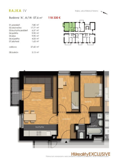 Predaj 3i byt s balkónom - Rajkapark IV Budova A