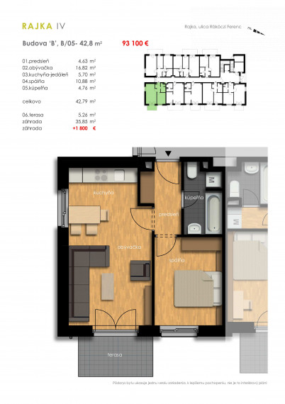 Predaj 2i byt so záhradkou - Rajkapark IV Budova B