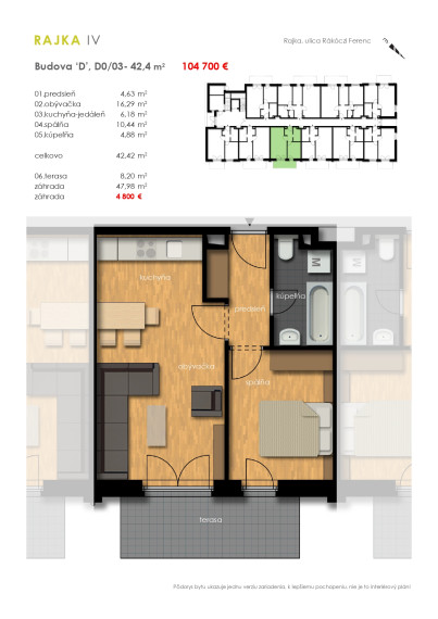 Predaj 2i byt s predzáhradkou - Rajkapark IV Budova D