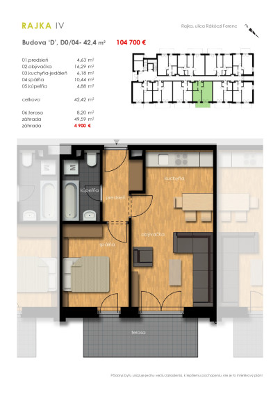 Predaj 2i byt s predzáhradkou - Rajkapark IV Budova D