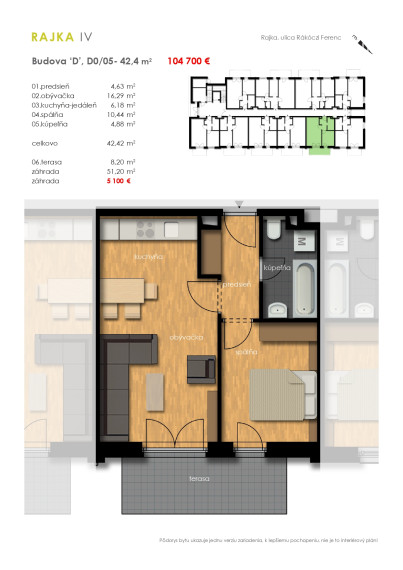 Predaj 2i byt s predzáhradkou - Rajkapark IV Budova D