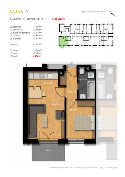 Predaj 2i byt s predzáhradkou - Rajkapark IV Budova D