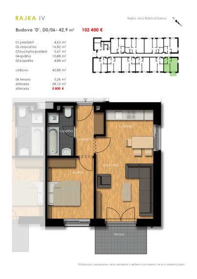 Predaj 2i byt s predzáhradkou - Rajkapark IV Budova D