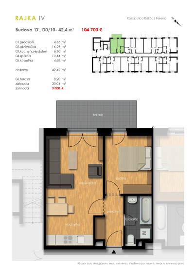 Predaj 2i byt s predzáhradkou - Rajkapark IV Budova D