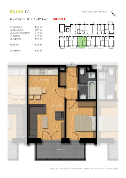Predaj 2i byt s balkónom - Rajkapark IV Budova D