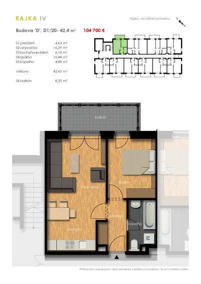 Predaj 2i byt s balkónom - Rajkapark IV Budova D