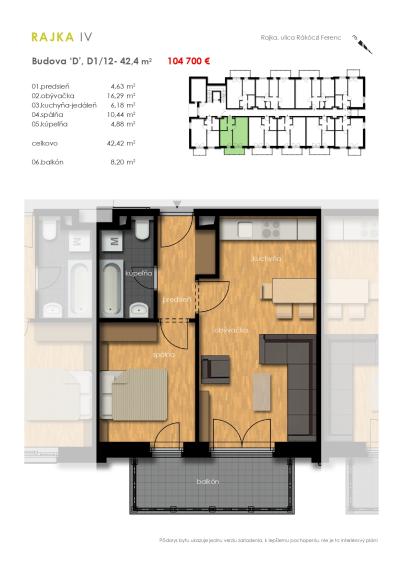 Predaj 2i byt s balkónom - Rajkapark IV Budova D