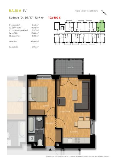 Predaj 2i byt s balkónom - Rajkapark IV Budova D