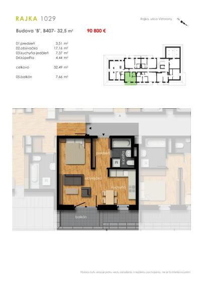 Predaj 1i byt s balkónom - Rajkapark III, Budova B, Rajka