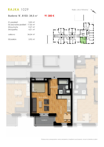 Predaj 1i byt s balkónom - Rajkapark III, Budova B, Rajka