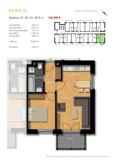 Predaj 2i byt s balkónom - Rajkapark IV Budova D