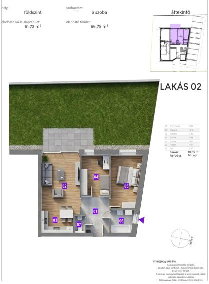 Predaj 3i byt s 60 m2 predzáhradkou v novom projekte na nábreží v centre mesta Mosonmagyaróvár