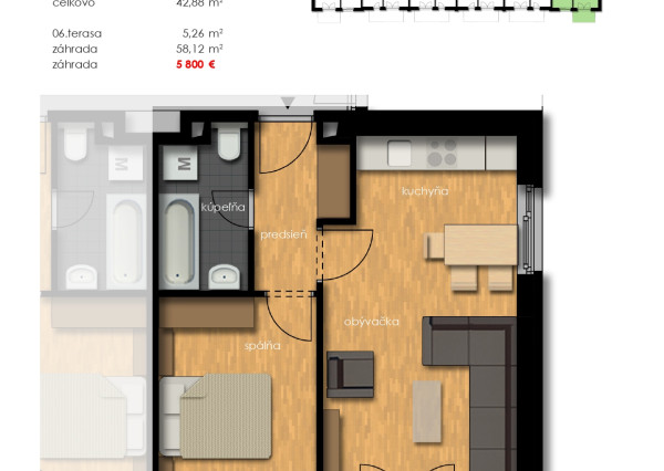 Predaj 2i byt s predzáhradkou - Rajkapark IV Budova D