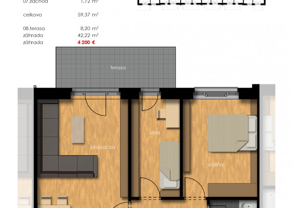 Predaj 3i byt s predzáhradkou - Rajkapark IV Budova D