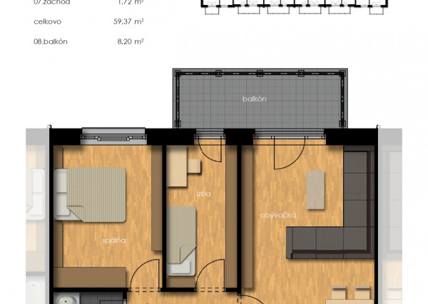 Predaj 3i byt s balkónom - Rajkapark IV Budova D