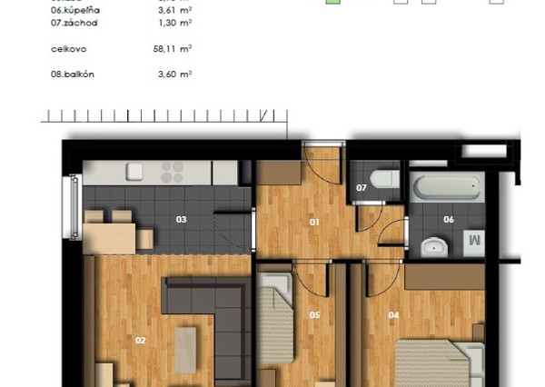 Predaj 3i byt s balkónom v uzatvorenom areáli, Viladomy, Rajka