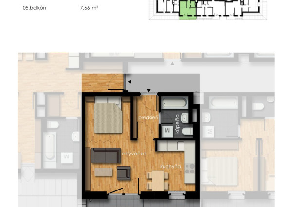 Predaj 1i byt s balkónom - Rajkapark III, Budova B, Rajka