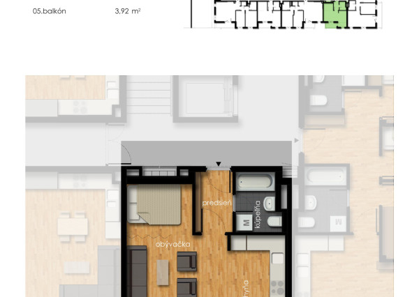 Predaj 1i byt s balkónom - Rajkapark III, Budova B, Rajka